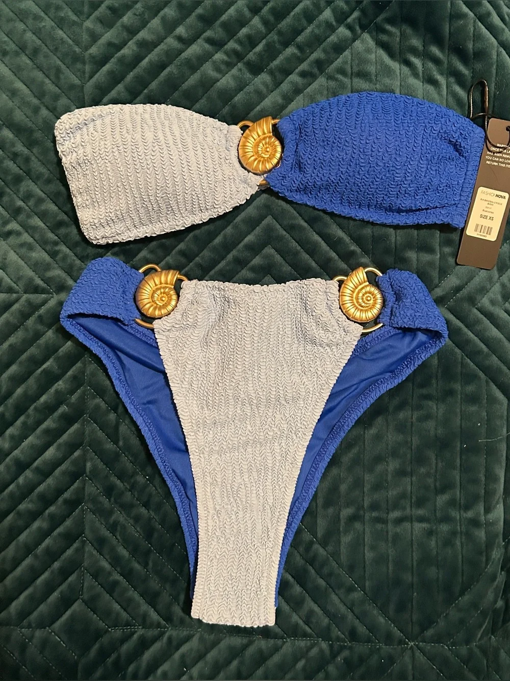Fashion Nova Colorblock Bandeau Bikini Set in Light Blue & Royal Blue💙🔥